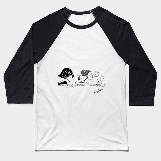 Cat Girl Baseball T-Shirt by madebydaniela